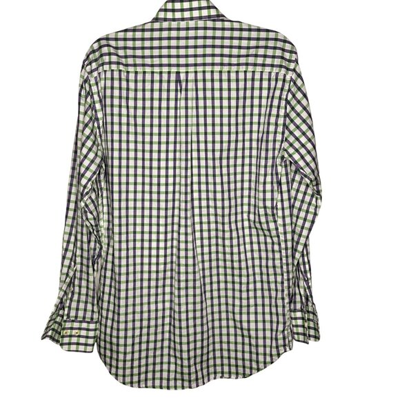 Peter Millar Mens Medium Green & Purple Check Cotton Button-Down Shirt - Picture 2 of 8